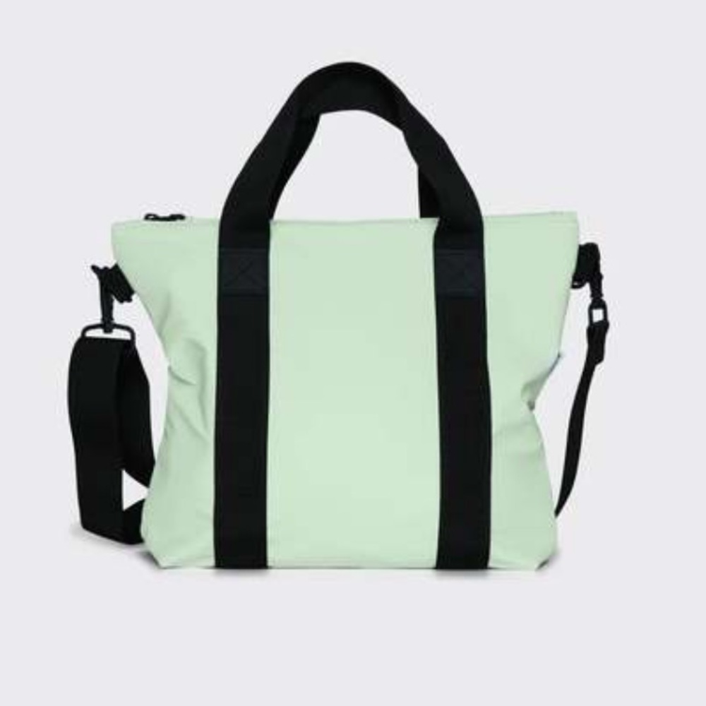 Rains Tote Bag Mini Mineral is a stylish men's and women's waterproof bag.  $65
